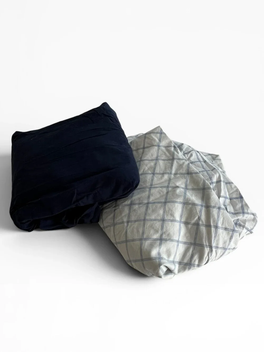 Tommy Hilfiger Queen Fitted Bed Sheet Lot Navy Blue White Plaid 100% Cotton Y2K